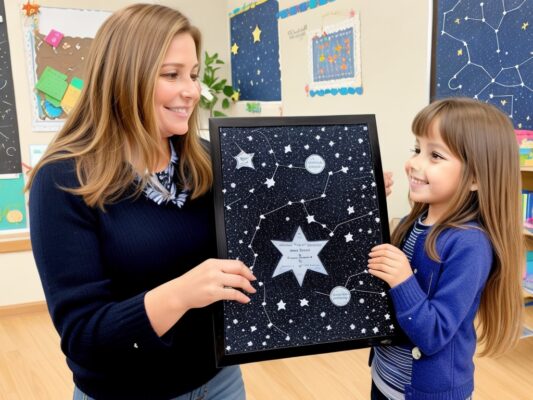 Personlized Teacher Gifts by a student gifting star map.