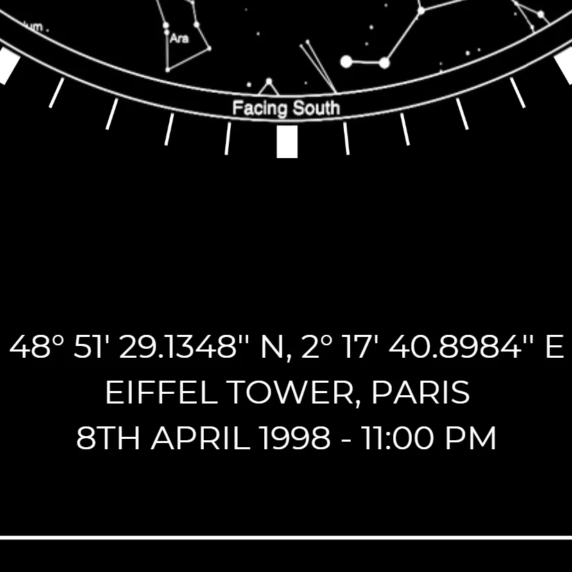 Star Map Location - Date - Time