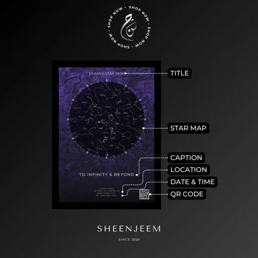 Violet Swirl Star Map with Options