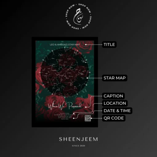 Heavenly Rose Star Map with Customizations and Options Offered by Sheen Jeem