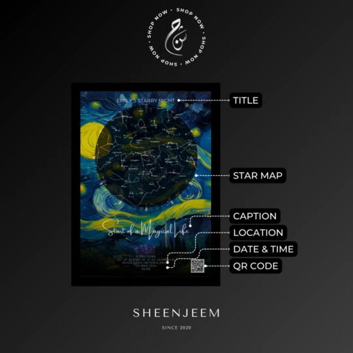 Starry Night Star Map with Options and Customizations