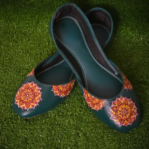 Orange Floral Khussa Shoes